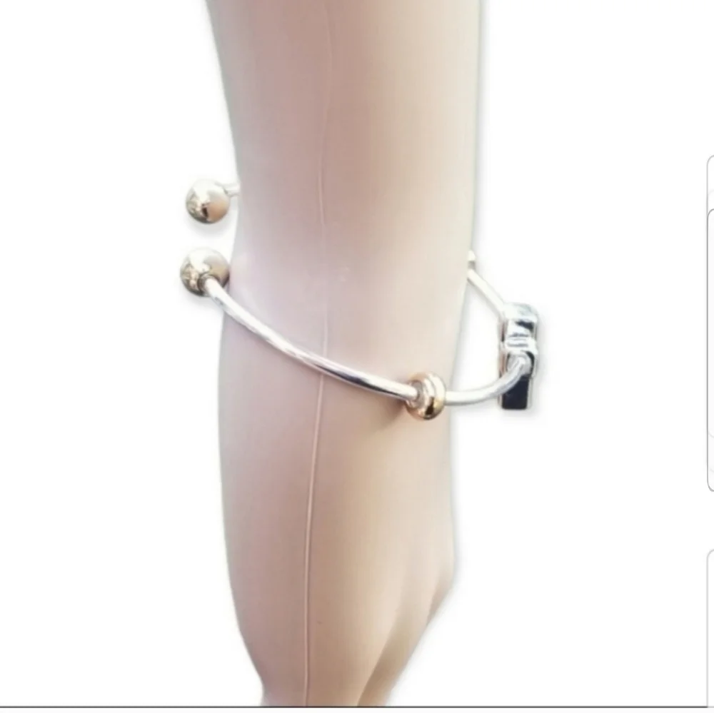 SILVERTONED FAITH CROSS CHARM SLENDER CUFF BRACELET